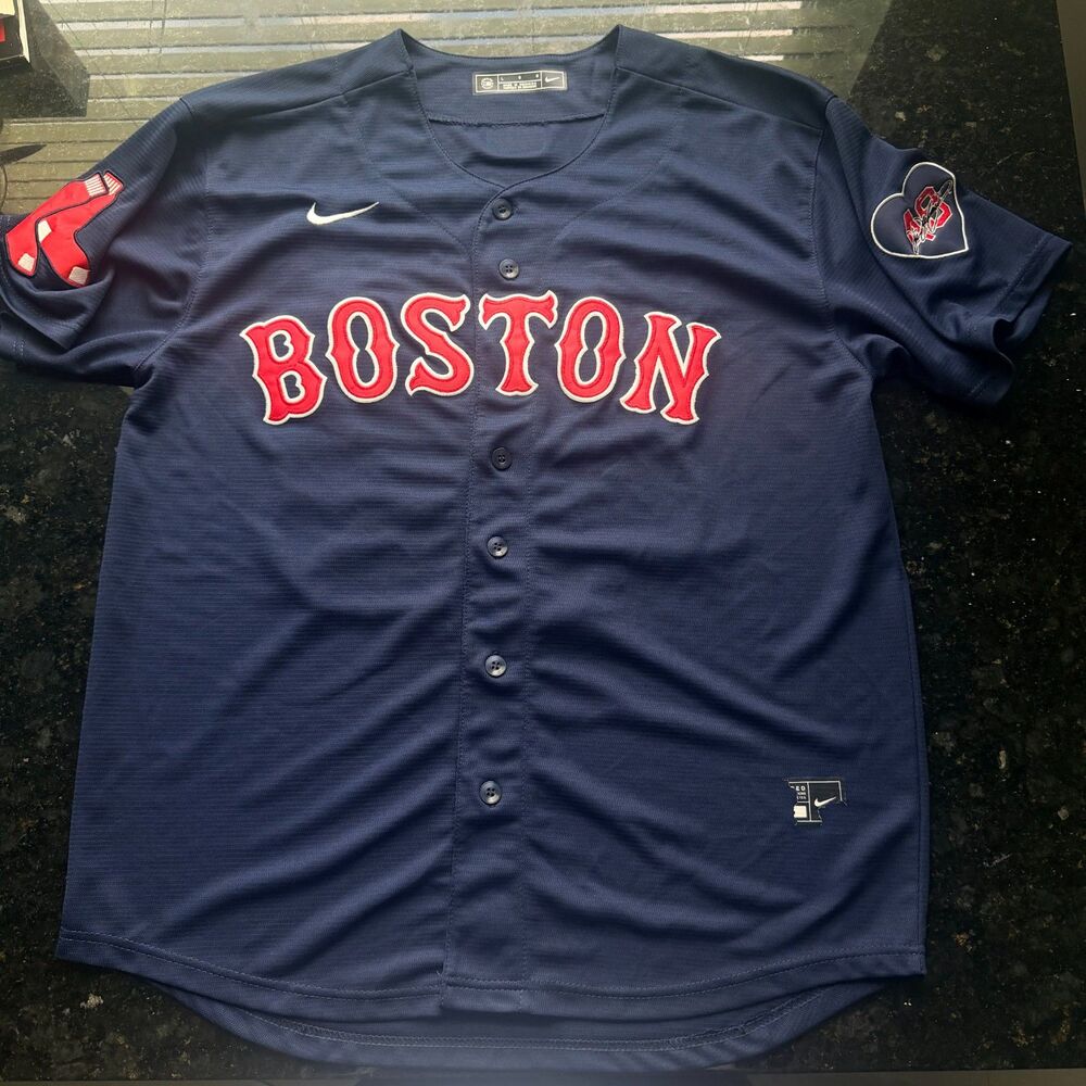 Nike Red Sox Wakefield 49 Jersey Mens L Navy Boston